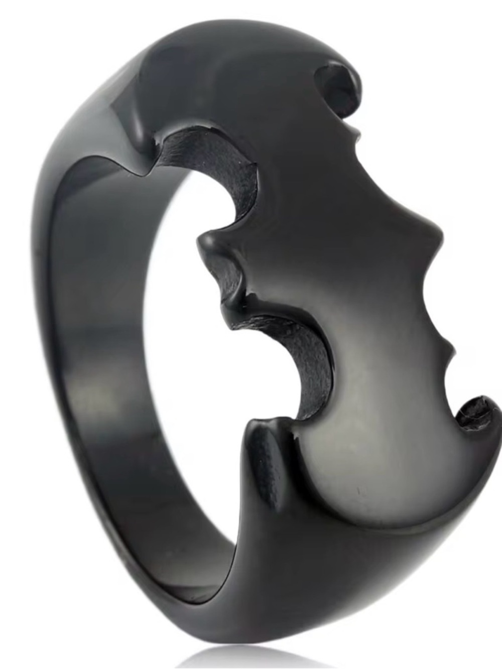Black Stainless Steel Bat Shaped Ring Size 13 Unisex Batman Bat Symbol